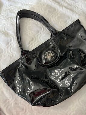 Marc by Marc Jacobs Black Patent Tote with Logo Medallion